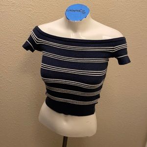 American Eagle boatneck striped crop top